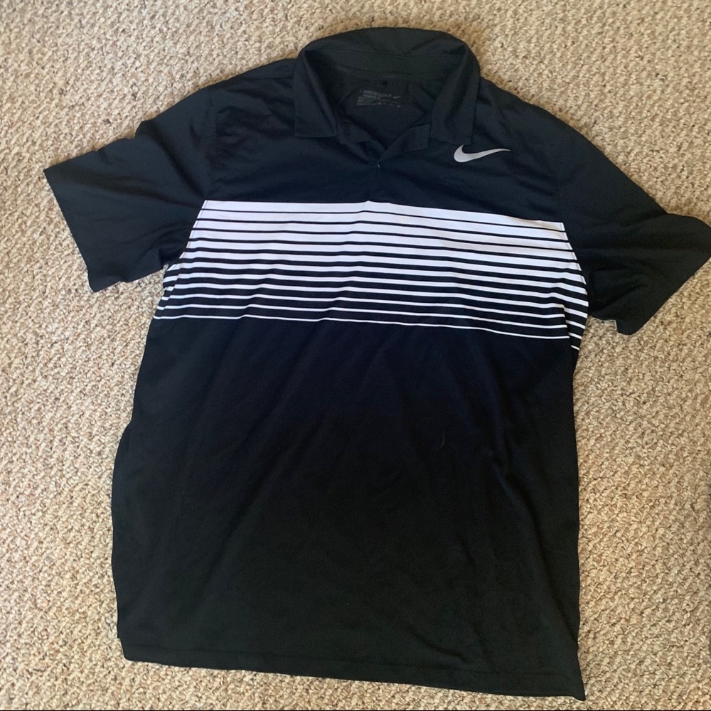 Men’s Nike Black and White Striped Golf Polo